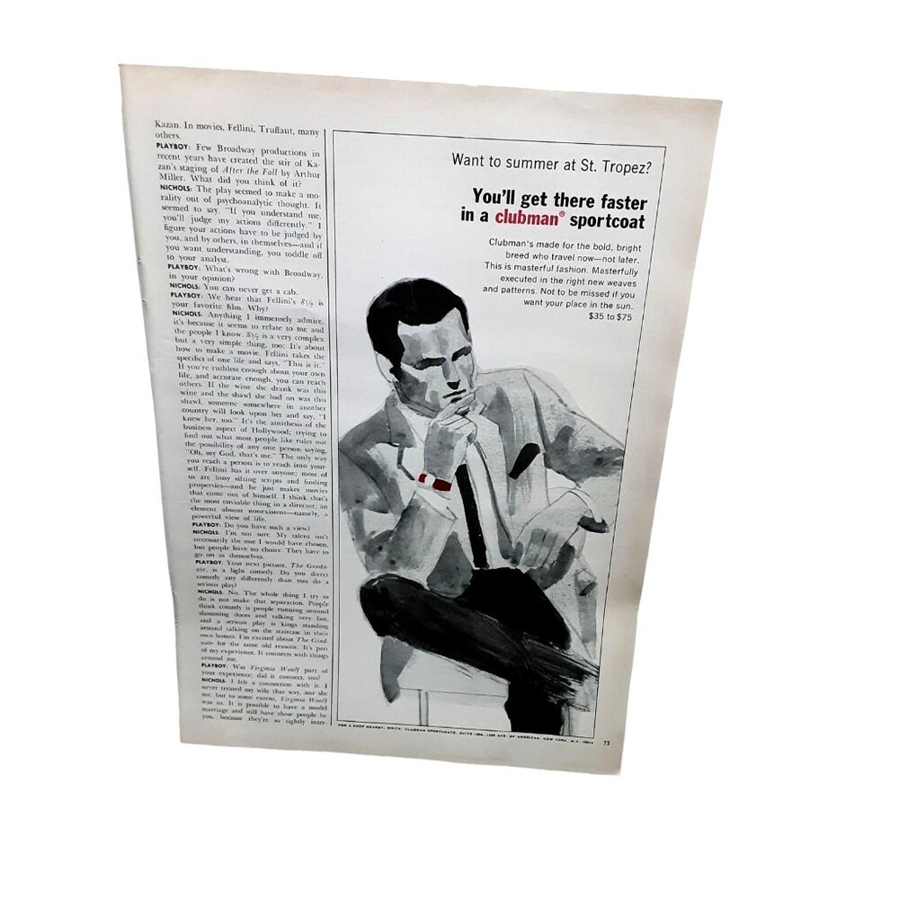 1966 Clubman Men’s Sportcoat Ad Want to Summer at St. Tropez Vintage